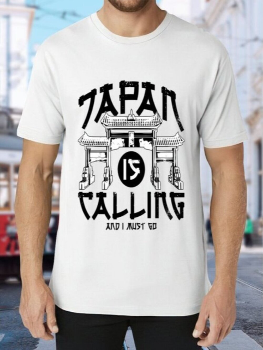 Japan Is Calling Graphic Tee - White with Black Print